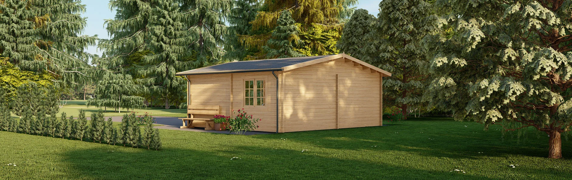 Holzgarage mit Satteldach Larix, 6×6 m, BF 30 m2 ohne Tor 4