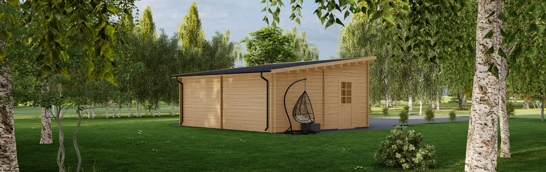 Einzelgarage aus Holz Fagus V3, 6×6 m, BF 30 m2 mit Sektionaltor 3
