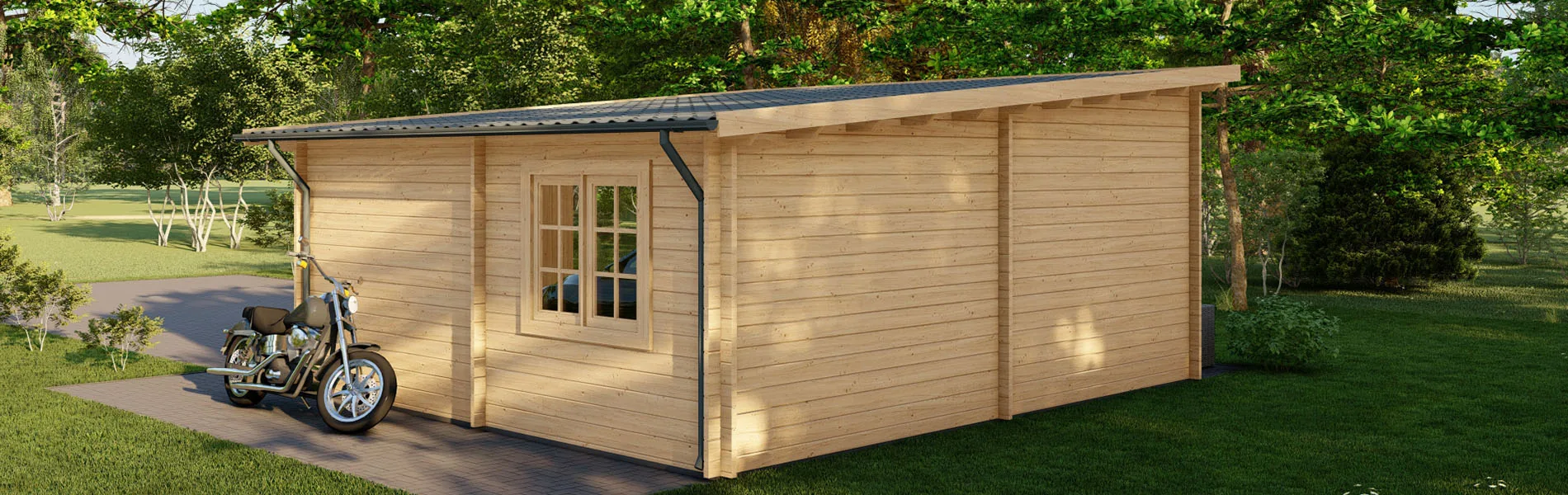 Einzelgarage aus Holz Taxus, 6×6 m, BF 30 m2 mit Holztor 4
