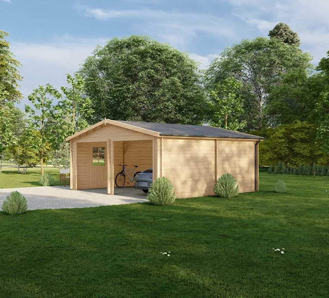 Holzgarage mit Satteldach Malus, 6x5 m, BF 29 m2 ohne Tore Holzgarage mit Satteldach Malus, 6x5 m, BF 29 m2 ohne Tore