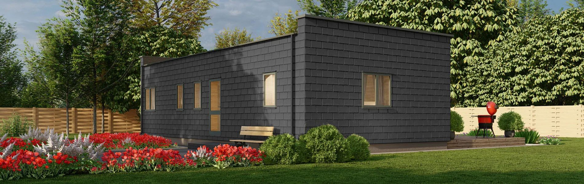 Holzhaus mit Flachdach Lotus 2