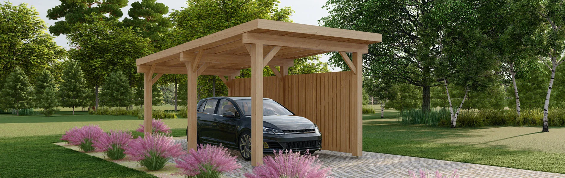 Carport mit Flachdach Camellia W2, 3×6 m 1
