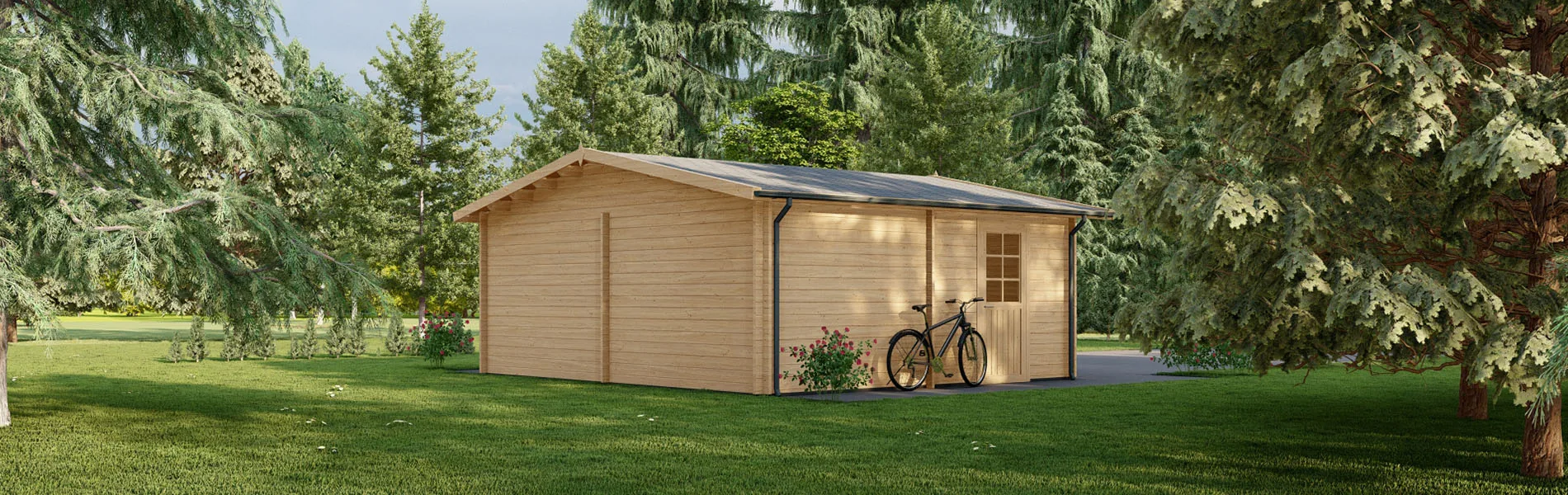 Holzgarage mit Satteldach Larix, 6×6 m, BF 30 m2 ohne Tor 3