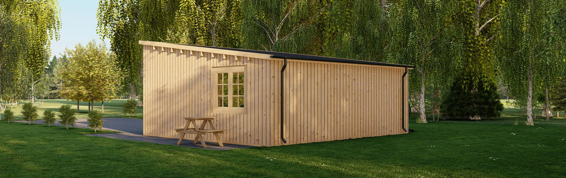 Blockbohlengarage Fagus V3 mit Holzverkleidung, 6×6 m, BF 34 m2 ohne Tor 4
