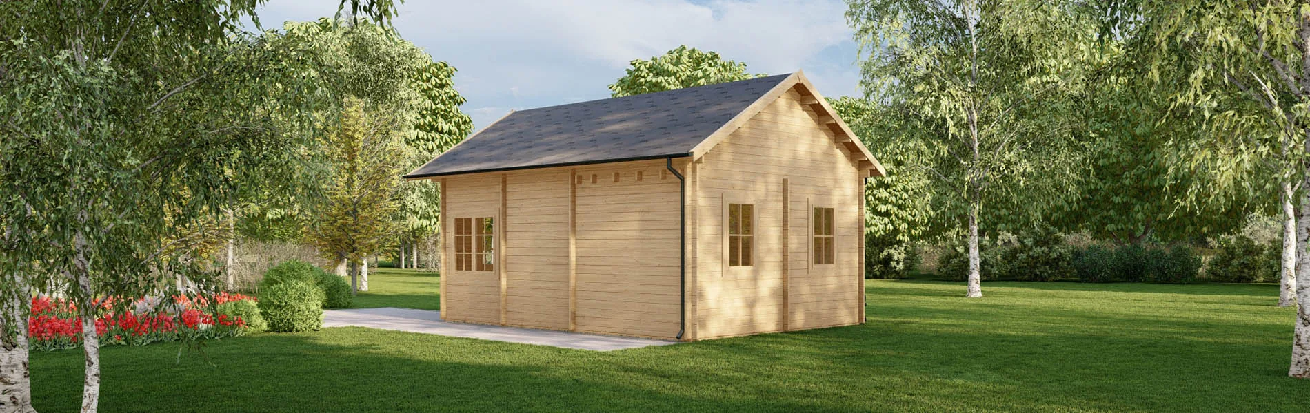 Kleines Blockhaus Papaver mit Schlafboden, 5×7 m, BF 26 m2 3
