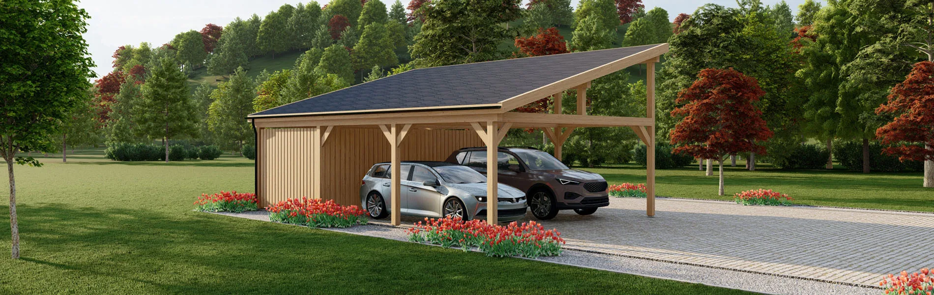 Carport mit Pultdach Allium, 9×6 m 1