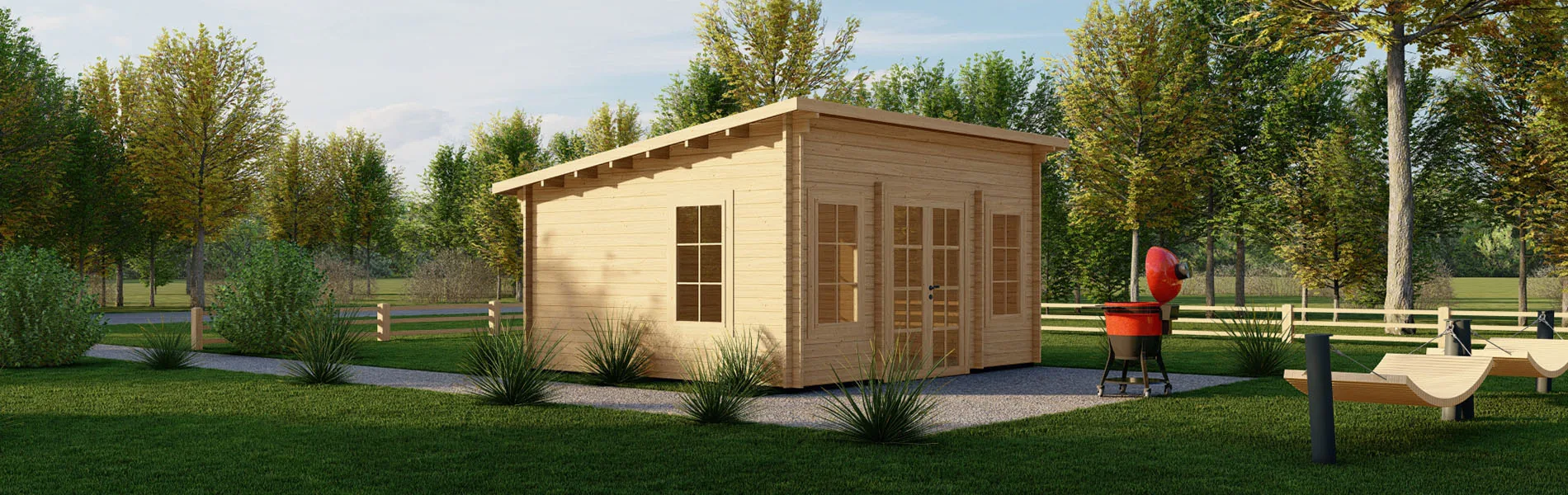 Kleines Gartenhaus Calluna, 5×4 m, BF 19 m2 2