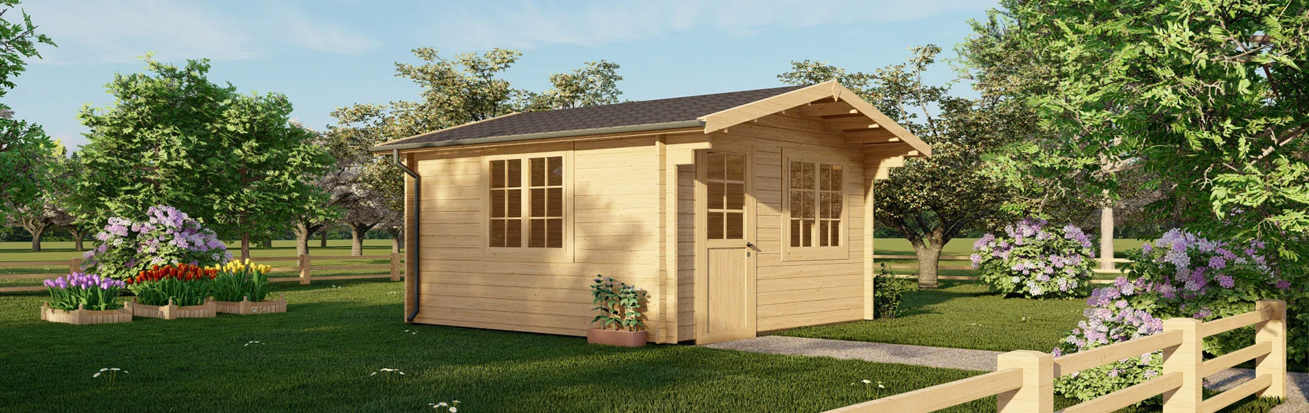Kleines Gartenhaus Porrum, 4×4 m, BF 14.5 m2 2