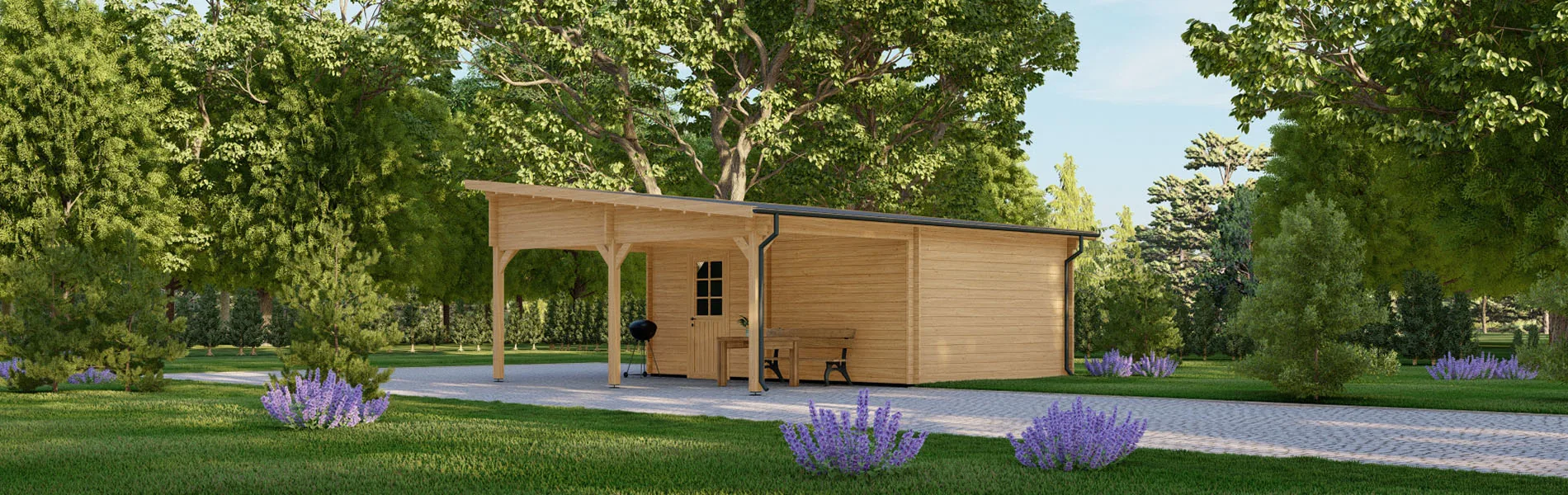 Holzgarage mit Carport Ulmus, 7×6 m, BF 40 m2 mit Sektionaltor 4