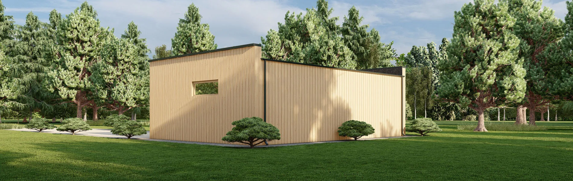 Holzgarage mit Flachdach Areca, 9×6 m, BF 55 m2 mit Sektionaltoren 3