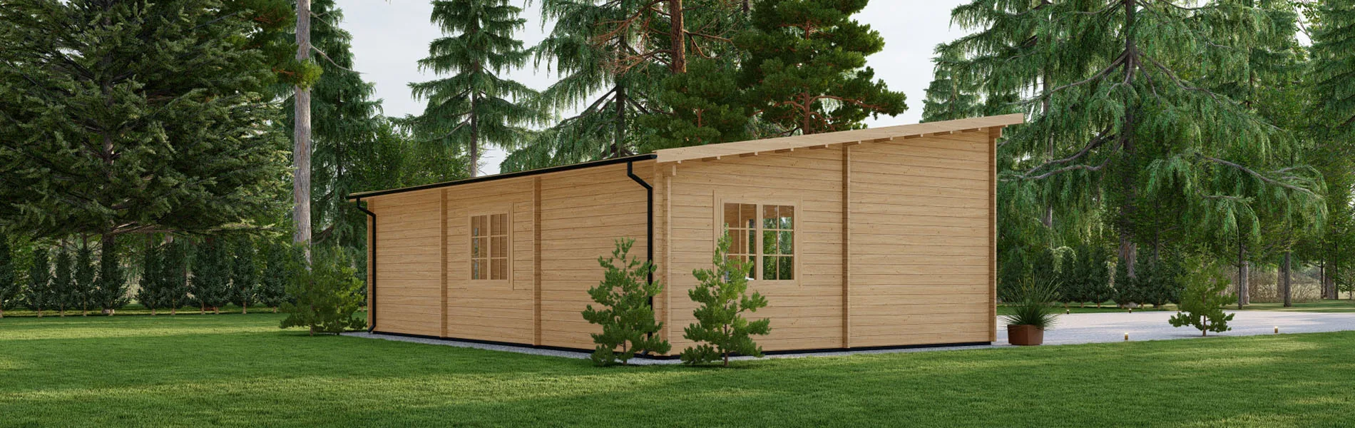 Dreifachgarage aus Holz Pinus, 9×6 m, BF 50 m2 ohne Tore 3