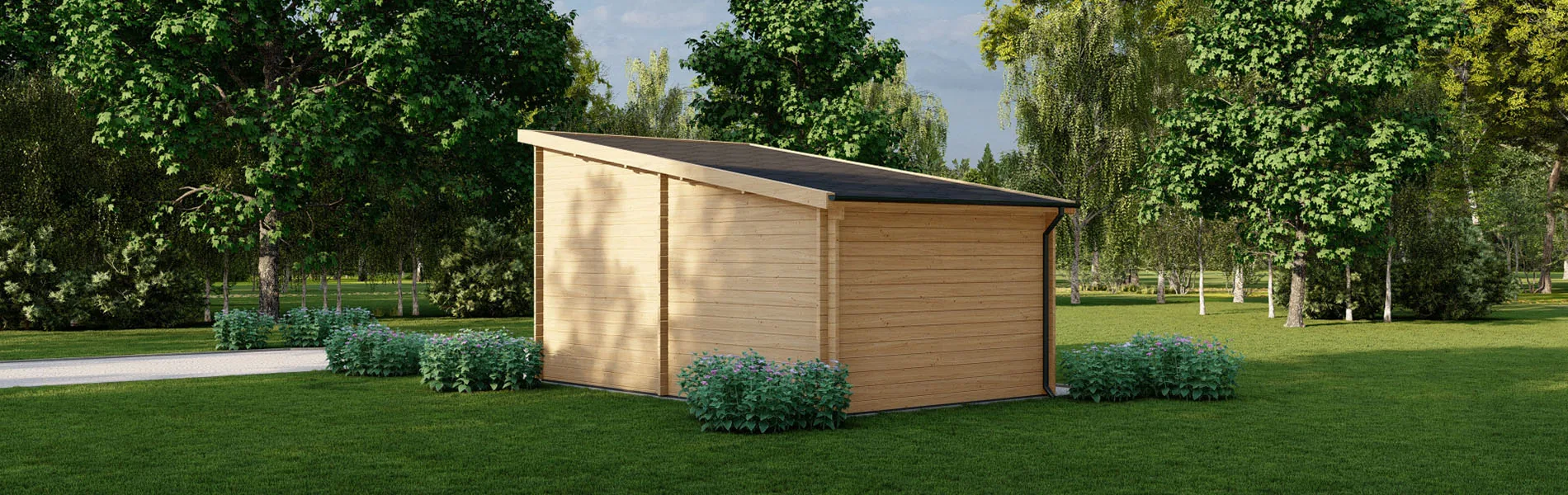 Holzgarage mit Pultdach Mimulus, BF 16 m2 ohne Tor 3