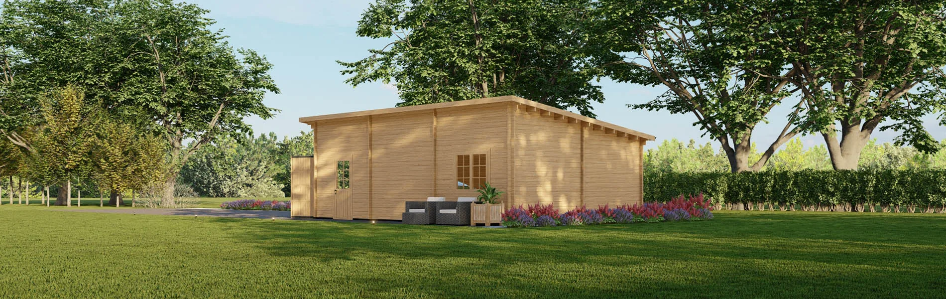 Doppelgarage aus Holz Populus, 6×9 m, BF 50 m2 mit Holztoren 4