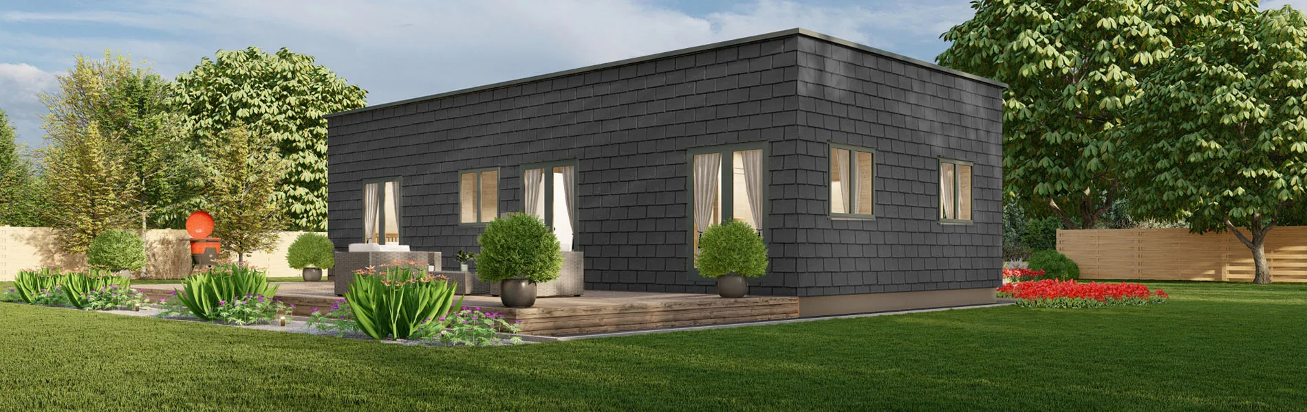 Holzhaus mit Flachdach Lotus 3
