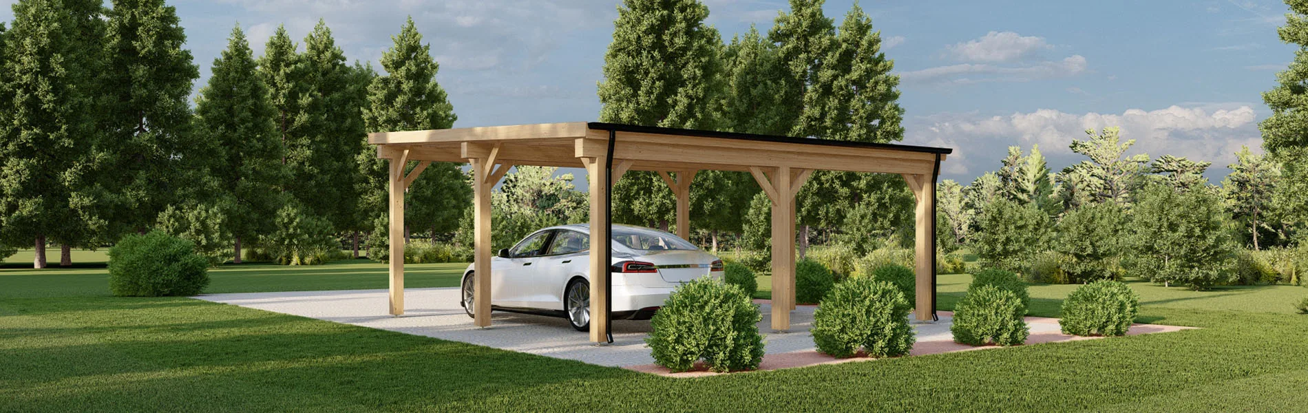 Carport mit Flachdach Magnolia, 6×6 m 3