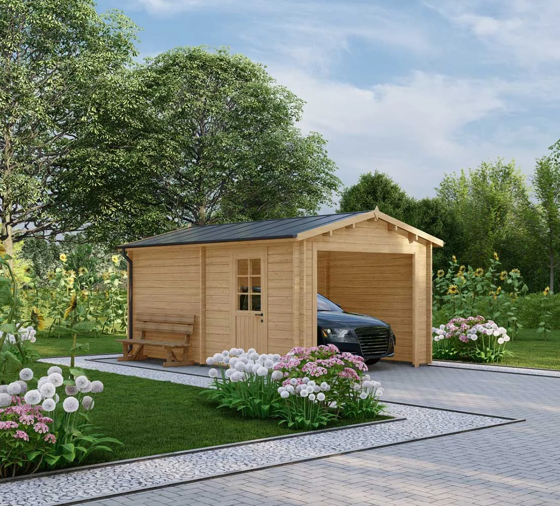 Holzgarage mit Satteldach Pieris, BF 16 m2 ohne Tor Holzgarage mit Satteldach Pieris, BF 16 m2 ohne Tor