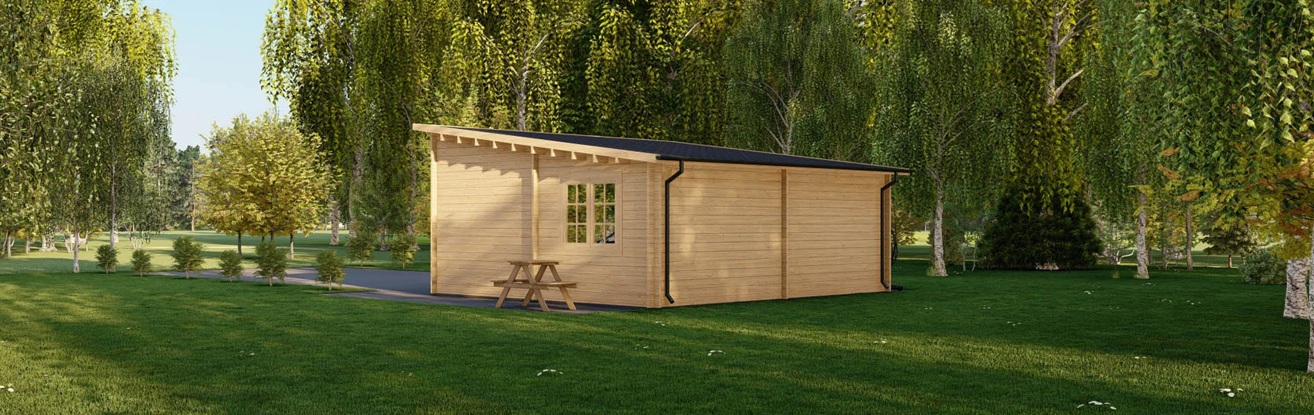 Einzelgarage aus Holz Fagus V3, 6×6 m, BF 30 m2 ohne Tor 4