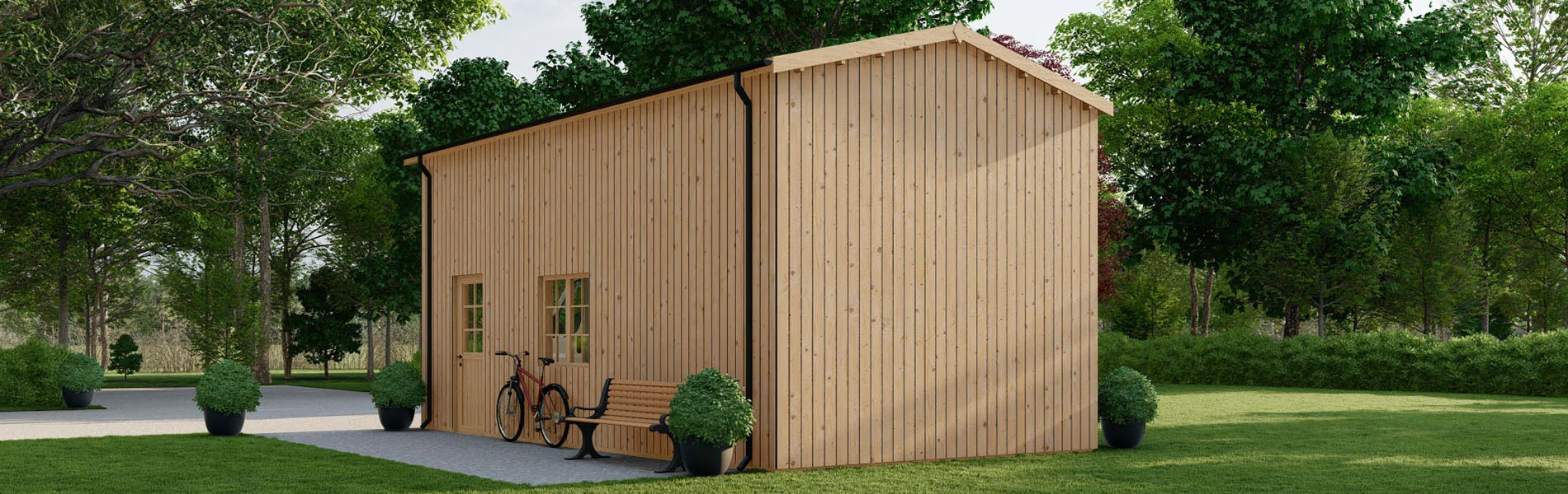 Wohnmobil garage Betula mit Holzverkleidung, 4×8 m, BF 33 m2 ohne Tor 2