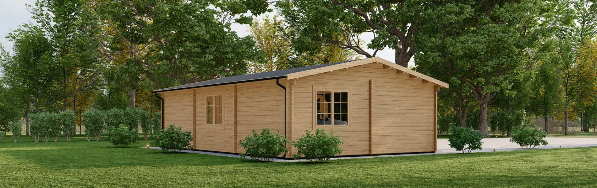 Dreifachgarage aus Holz Picea, 9×6 m, BF 50 m2 mit Sektionaltoren 3
