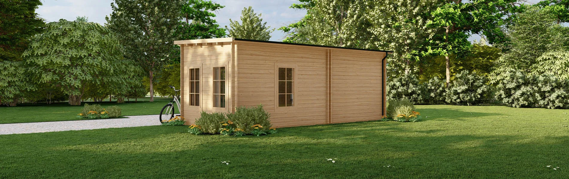 Grosses Gartenhaus Anthurium, 7×3 m + Veranda 3.5×4 m, BF 32 m2 3