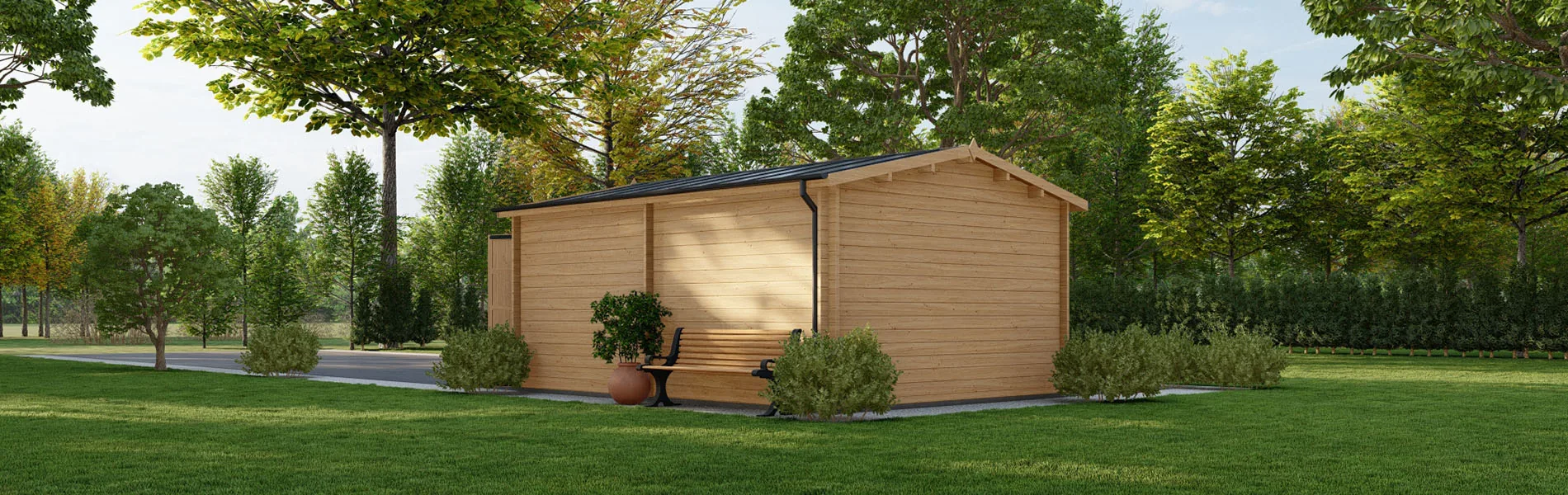 Holzgarage mit Satteldach Acanthus, 4×6 m, BF 20 m2 mit Holztor 2
