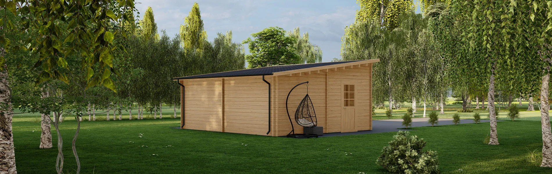 Einzelgarage aus Holz Fagus, 6×6 m, BF 30 m2 mit Sektionaltor 3