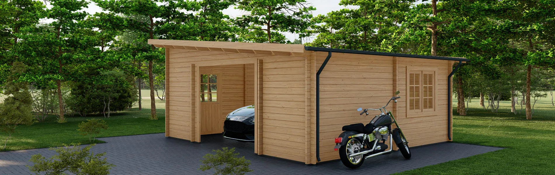 Einzelgarage aus Holz Taxus, 6×6 m, BF 30 m2 ohne Tor 1