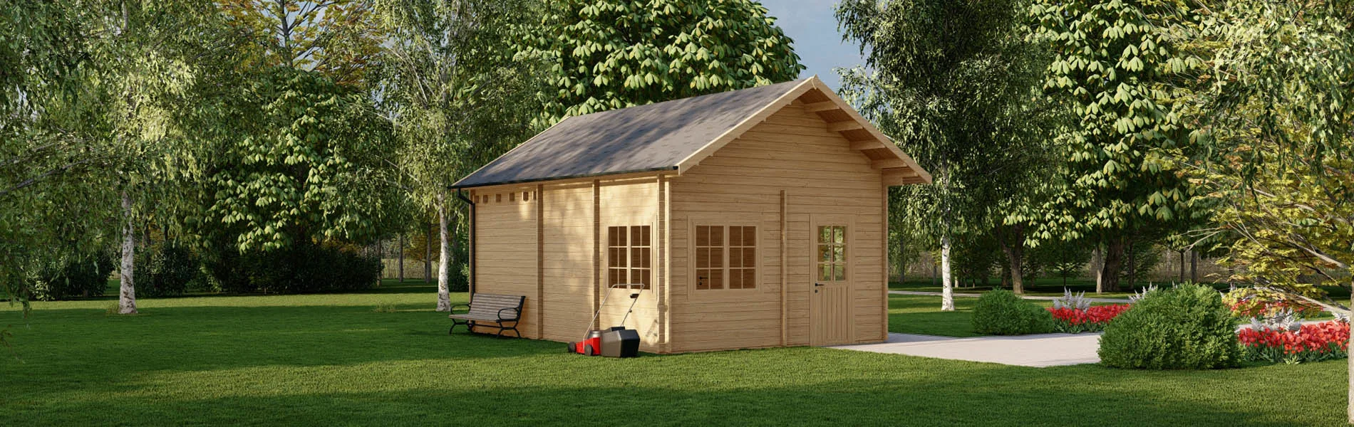Kleines Blockhaus Papaver mit Schlafboden, 5×7 m, BF 26 m2 2