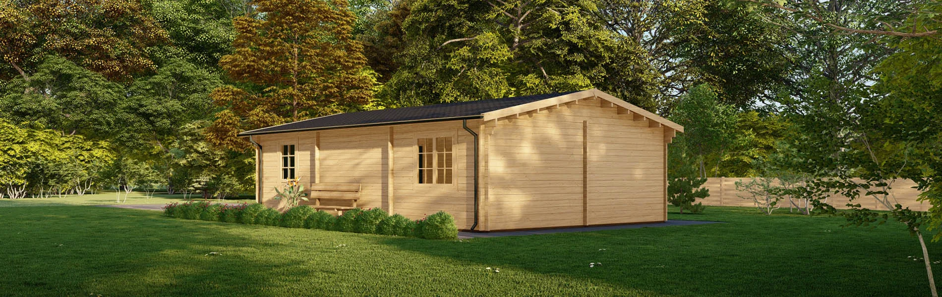 Doppelgarage aus Holz Laurus, 6×9 m, BF 50 m2 mit Sektionaltoren 4