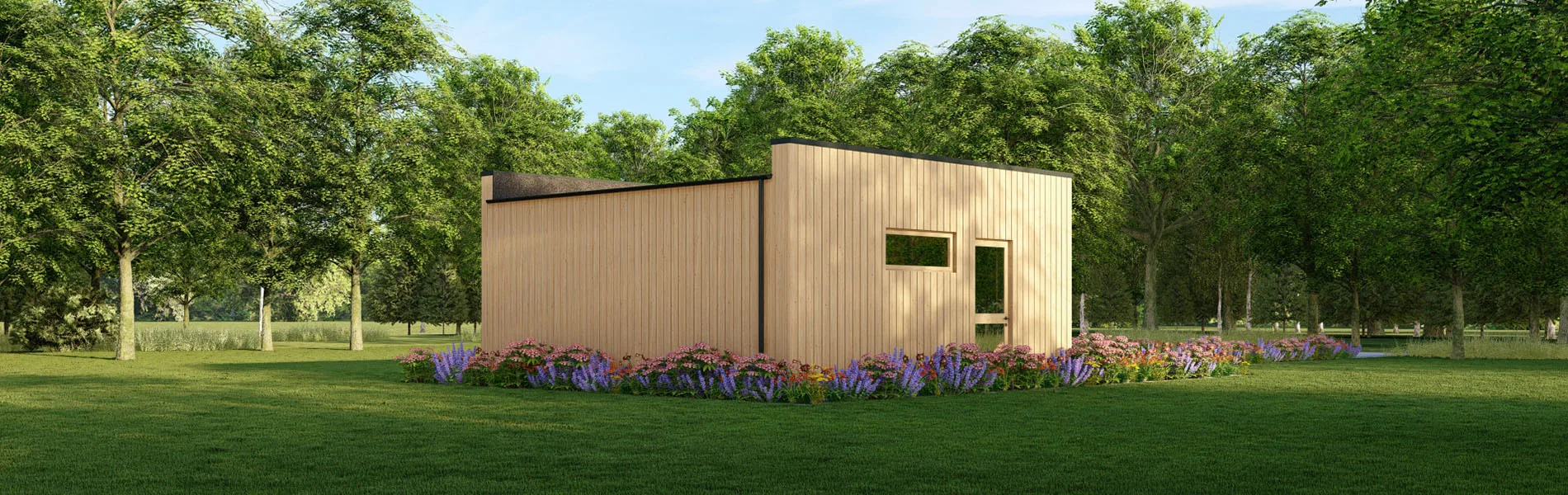 Holzgarage mit Flachdach Aster, 6×6 m, BF 37 m2 mit Sektionaltoren 3