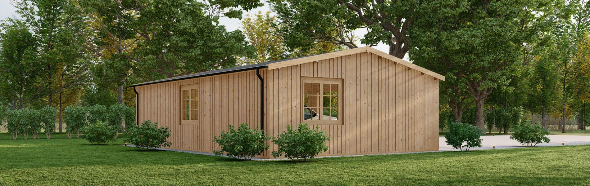 Dreifachgarage aus Holz Picea mit Holzverkleidung, 9×6 m, BF 55 m2 ohne Tore 3
