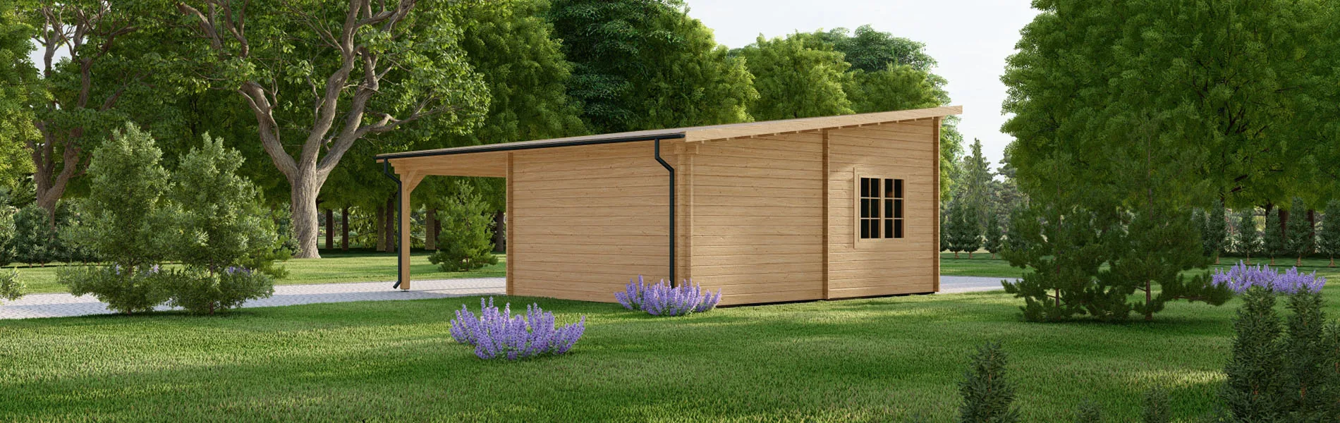 Holzgarage mit Carport Ulmus, 7×6 m, BF 40 m2 mit Sektionaltor 3