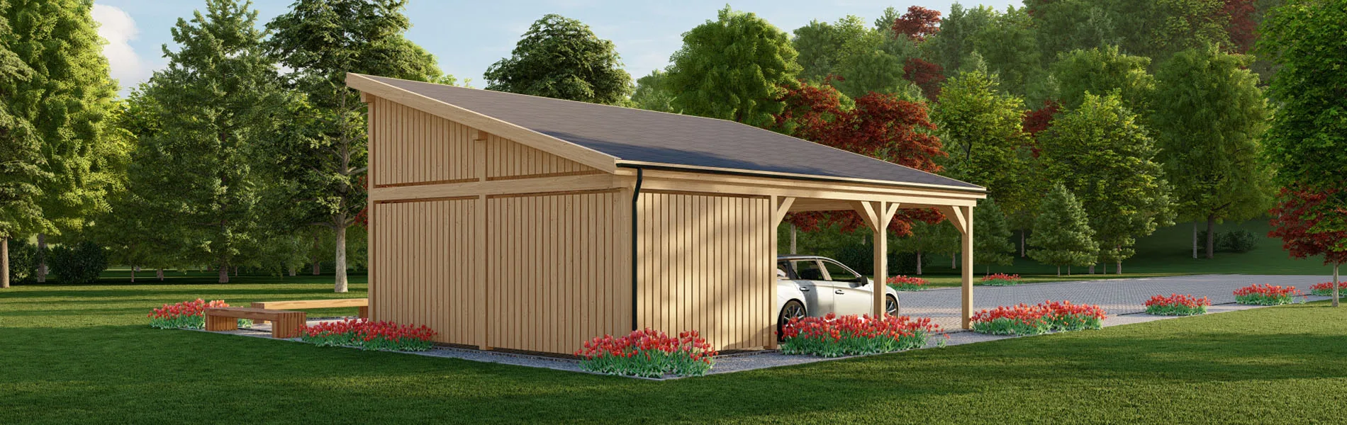 Carport mit Pultdach Allium, 9×6 m 3
