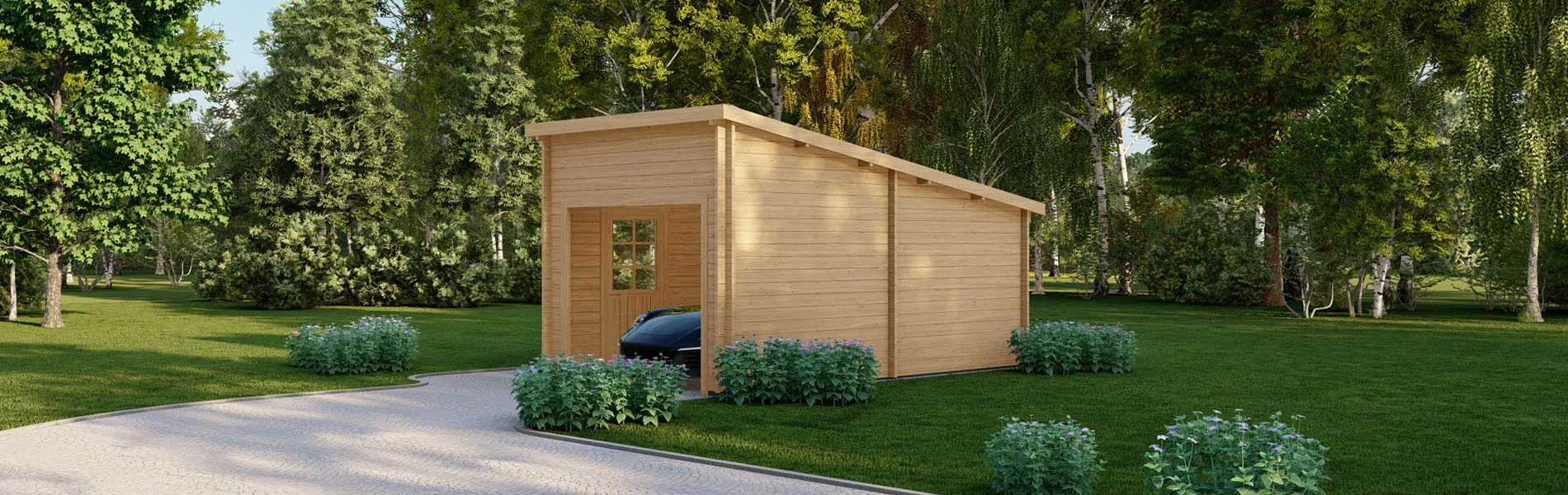 Holzgarage mit Pultdach Mimulus, BF 16 m2 ohne Tor 2