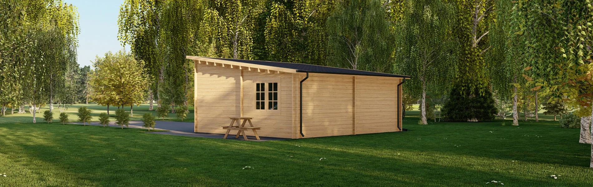 Einzelgarage aus Holz Fagus V3, 6×6 m, BF 30 m2 mit Sektionaltor 4