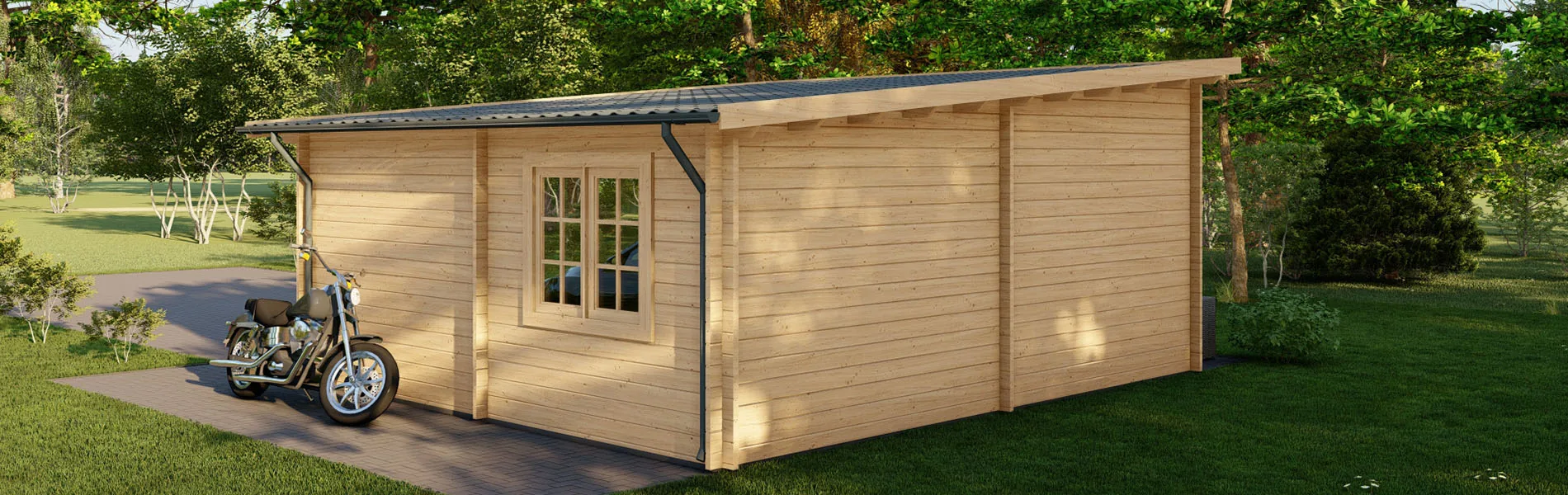 Einzelgarage aus Holz Taxus, 6×6 m, BF 30 m2 ohne Tor 4