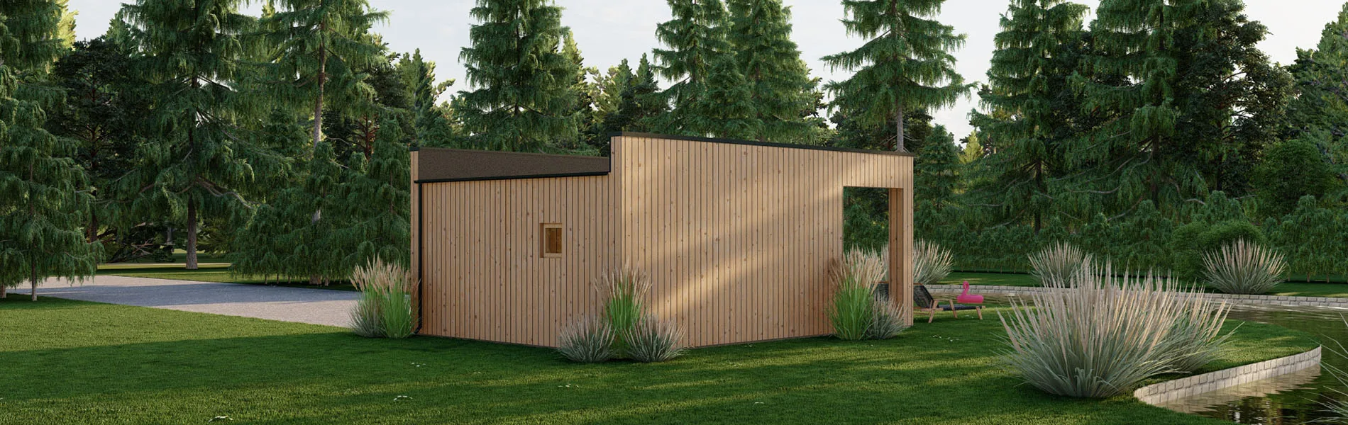 Blockbohlensauna Passiflora, 5×7 m, BF 40m2 4