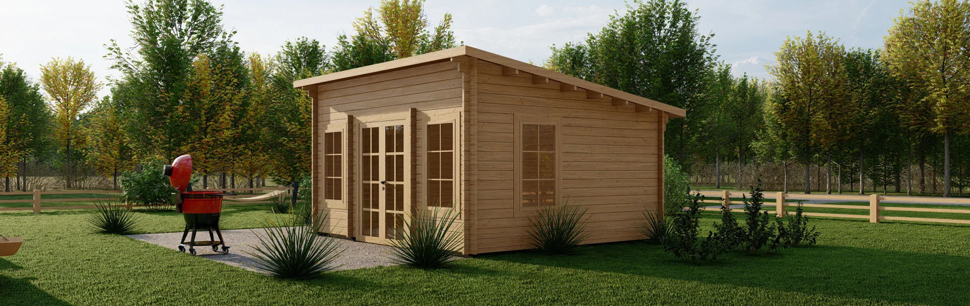 Kleines Gartenhaus Calluna, 5×4 m, BF 19 m2 1