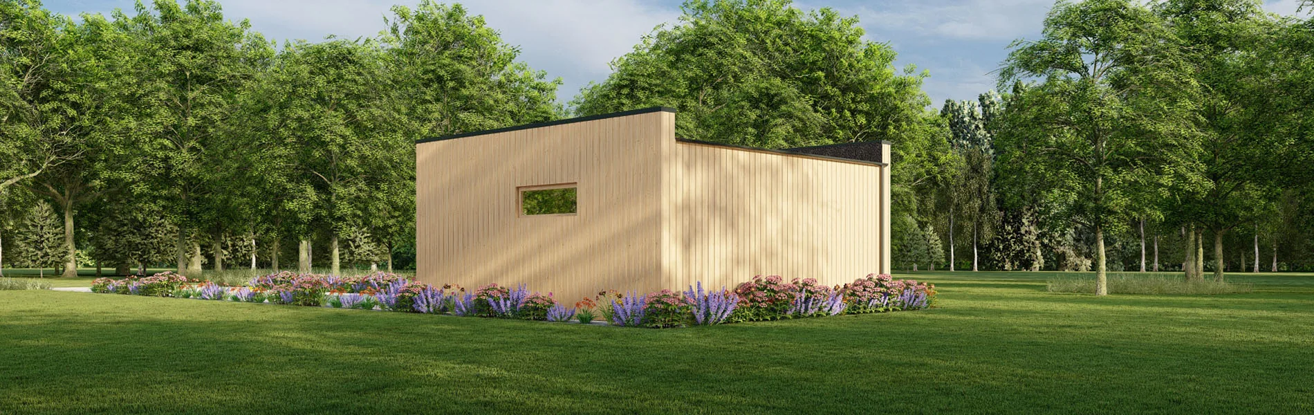 Holzgarage mit Flachdach Aster, 6×6 m, BF 37 m2 mit Sektionaltoren 2