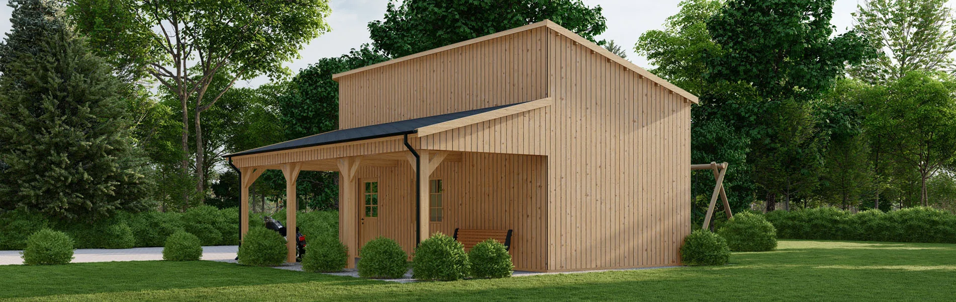 Wohnmobil garage Melica mit Holzverkleidung, 7×8 m, BF 58 m2 ohne Tor 3