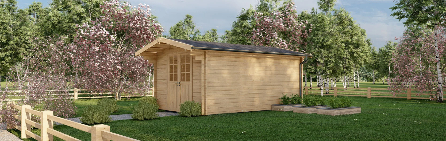 Kleines Gartenhaus Capparis, 3×5 m, BF 14 m2 1