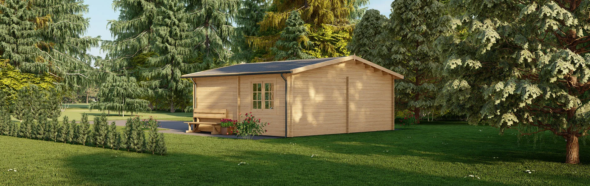 Holzgarage mit Satteldach Larix, 6×6 m, BF 30 m2 mit Holztor 4