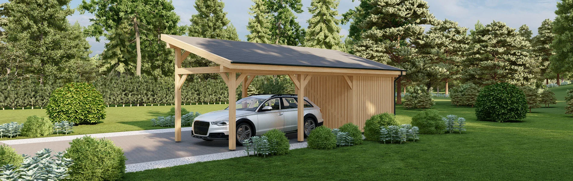 Carport mit Pultdach Kalmia, 3.5×9 m 1