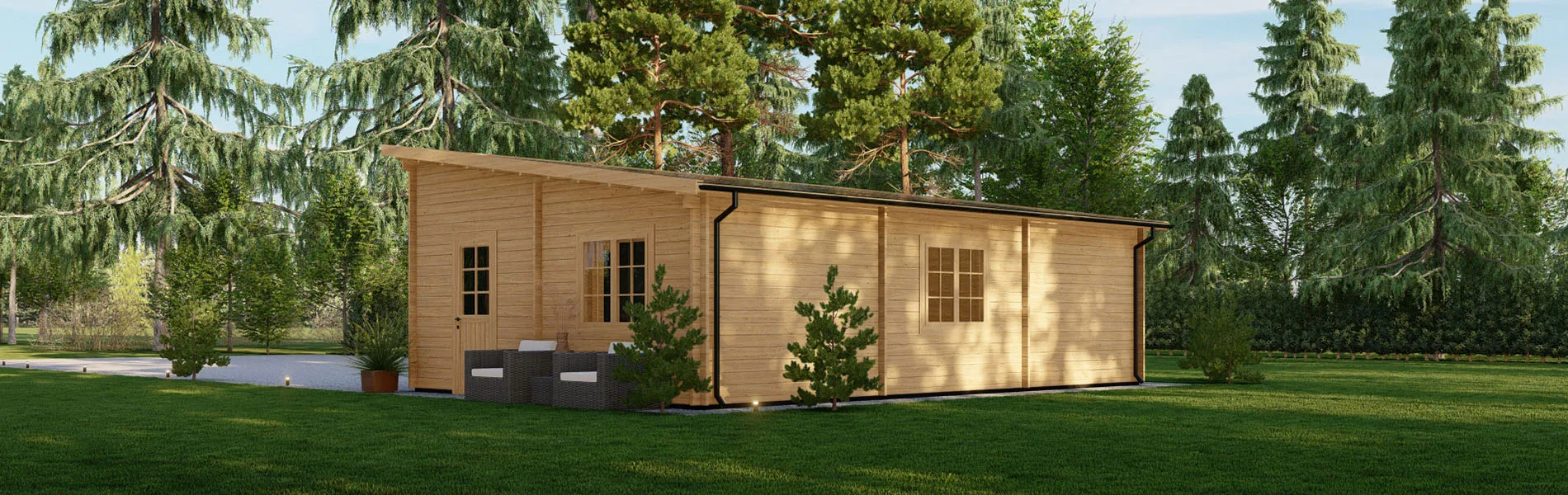 Dreifachgarage aus Holz Pinus, 9×6 m, BF 50 m2 mit Sektionaltoren 4