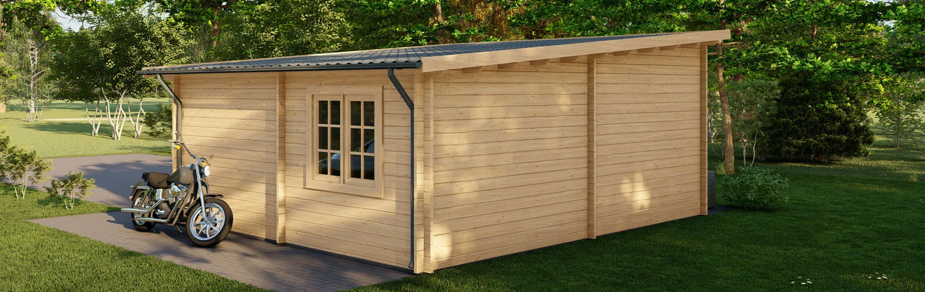Einzelgarage aus Holz Taxus V3, 6×6 m, BF 30 m2 mit Sektionaltor 4