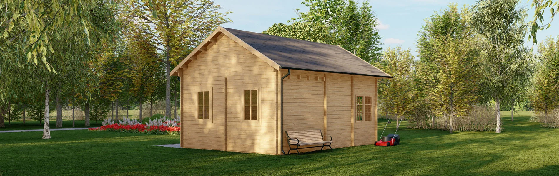 Kleines Blockhaus Papaver mit Schlafboden, 5×7 m, BF 26 m2 4