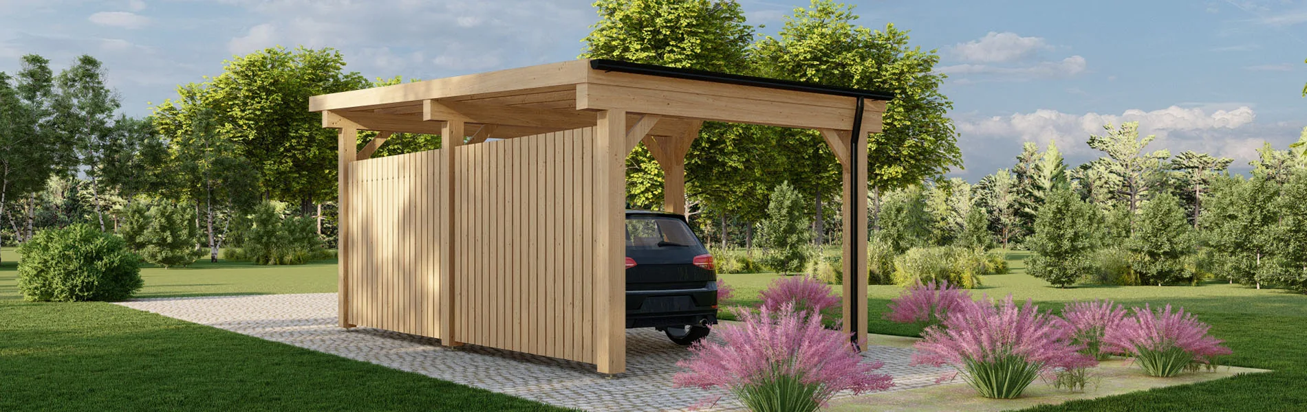 Carport mit Flachdach Camellia W2, 3×6 m 3