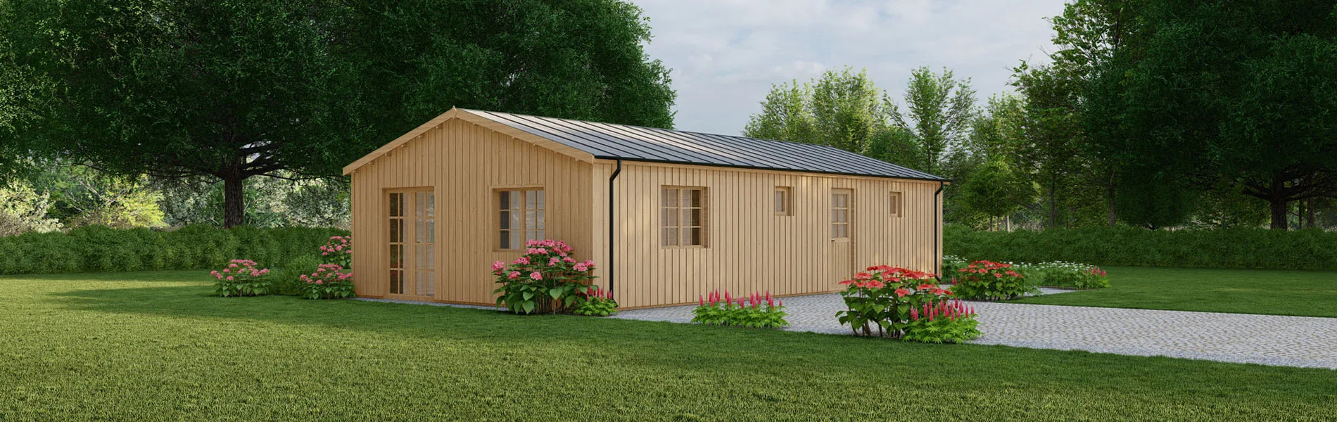Holzhaus mit Satteldach Wisteria V2 2