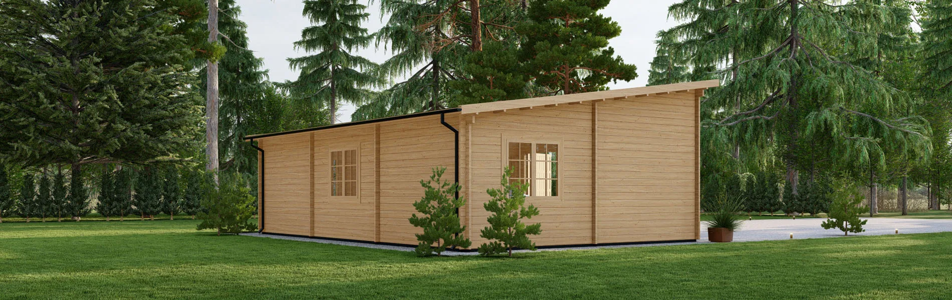 Dreifachgarage aus Holz Pinus, 9×6 m, BF 50 m2 mit Holztoren 3