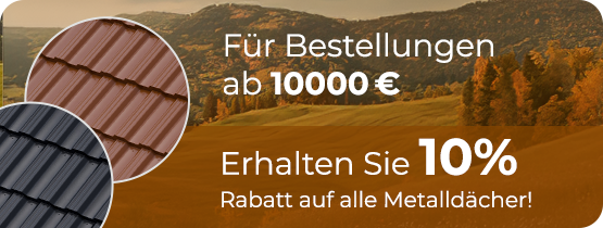 Werbebanner: 10% Rabatt auf Dacheindeckungen.